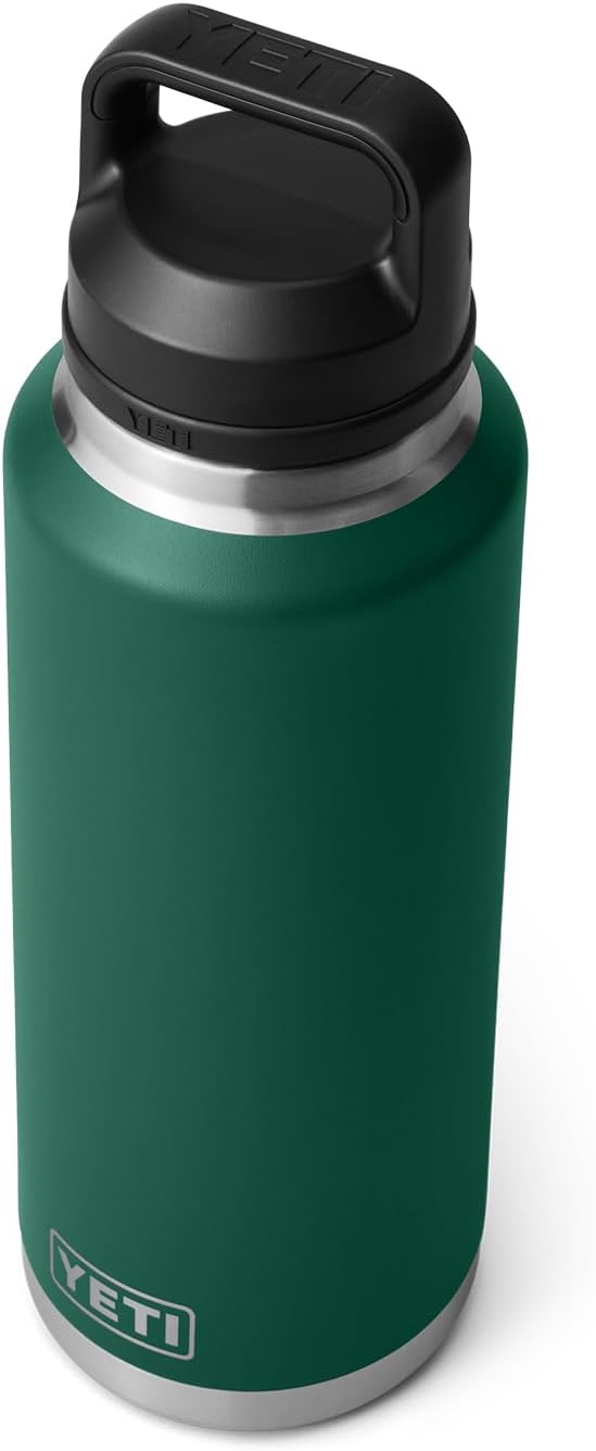YETI Rambler 46 oz Bottle, Vacuum Insulated, Leakproof, Stainless Steel with Chug Cap, Black Forest Green
