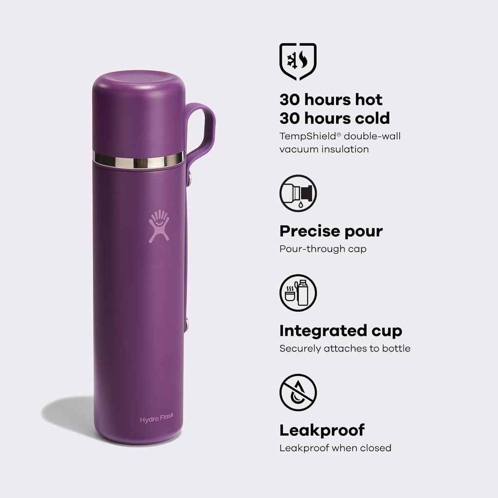 Hydro Flask Hot Flask & Cup – Insulated Stainless Steel, Hot Drink Travel Container for Coffee & Tea 36 Oz Trillium Pink