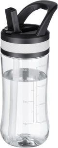 Kids Clear Water Bottle 14oz Flip with Straw Carry Handle, Leakproof, Reusable, Tritan, BPA Free, Suitable for Boys and Girls, Clear