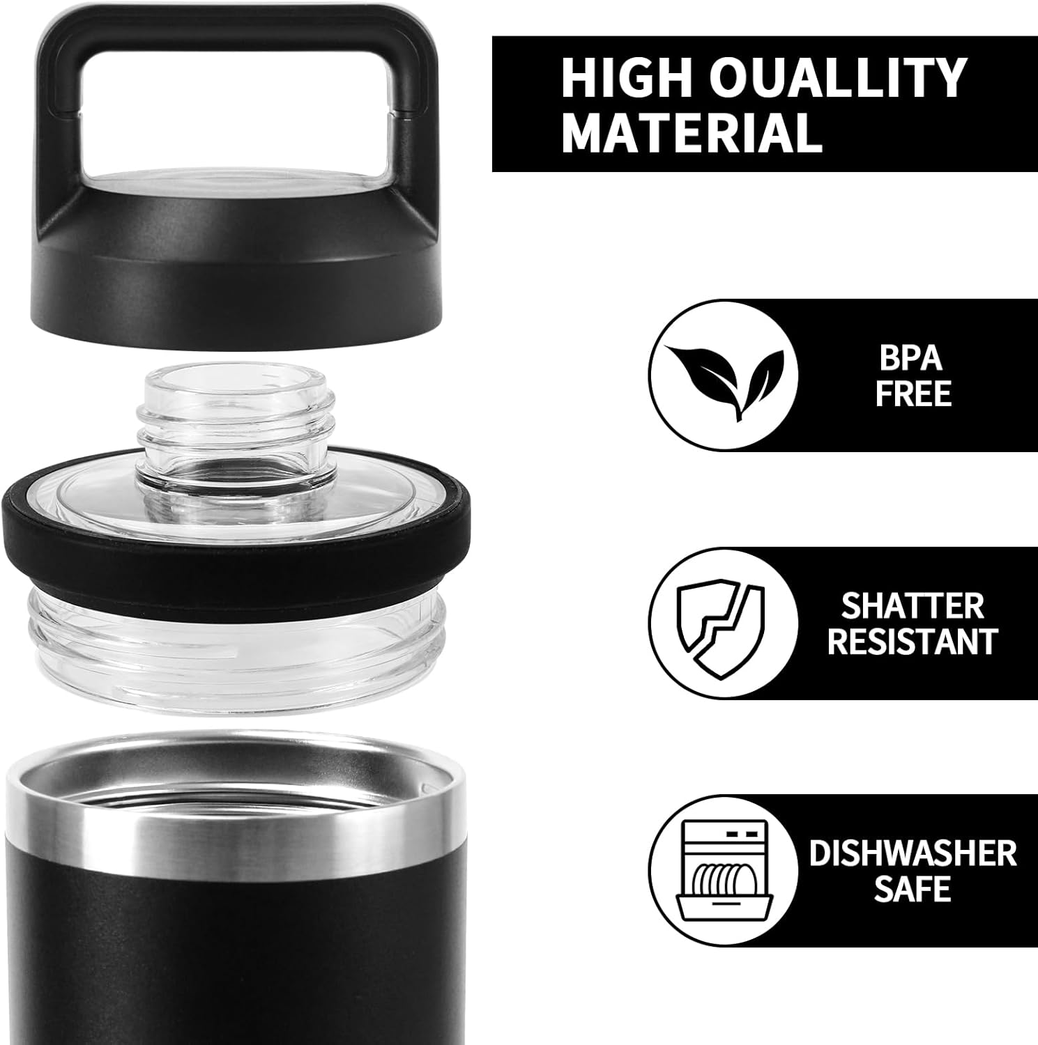 Screw Top Lid Replacement Compatible with Rambler Yeti, Screw Top Chug Cap Compatible with All Yeti Rambler 18/26/36/46/64 OZ,1PC