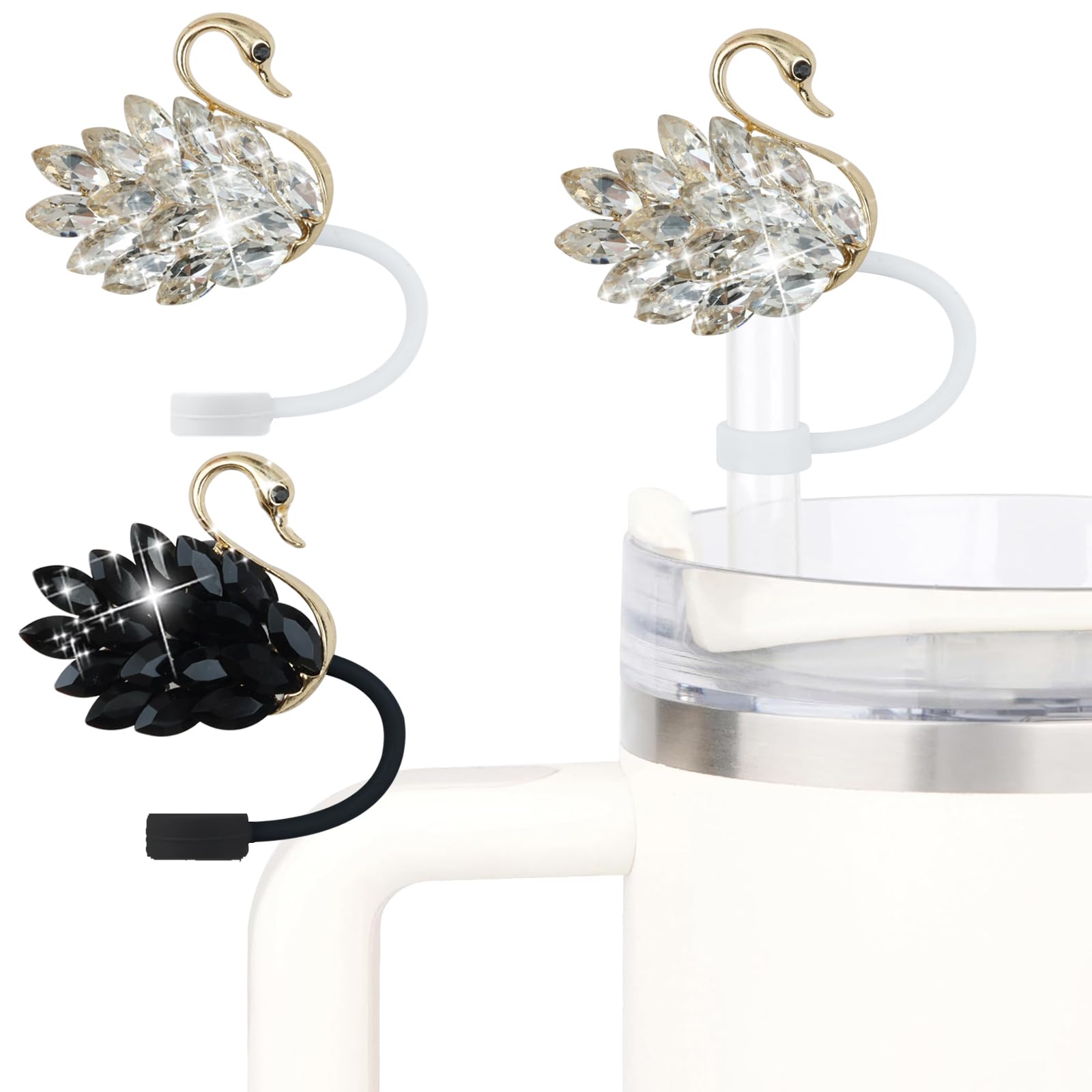 6PCS Cute Butterfly Straw Cover Cap for Stanley Cup Accessories,Bling Straw Toppers for Stanley Tumbler 40&30 oz,Reusable Straws Tips Protectors Compatible with 10mm Straws