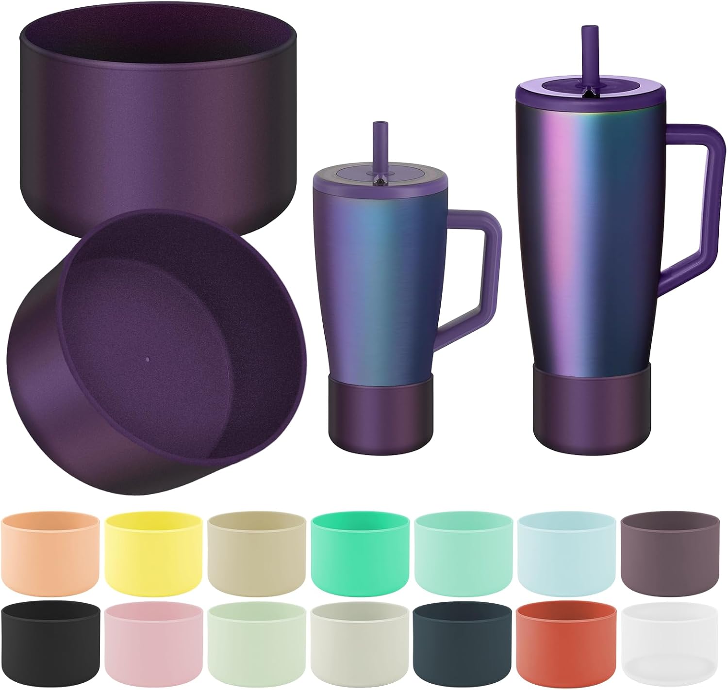 2Pcs Protective Boot Compatible with Brumate Era 40 oz 30 oz Tumbler, Anti-Dent & Anti-Slip Silicone Bottom Cover Protector Sleeve Bumper Compatible with Brumate Era Tumbler with Handle