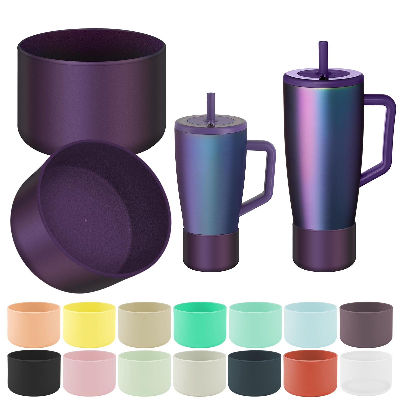 2Pcs Protective Boot Compatible with Brumate Era 40 oz 30 oz Tumbler, Anti-Dent & Anti-Slip Silicone Bottom Cover Protector Sleeve Bumper Compatible with Brumate Era Tumbler with Handle