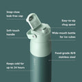 LARQ Twice as Nice Set Bottle Swig Top 34oz - Insulated Stainless Steel Water Bottle With Built-In Silicone Handle, Eucalyptus Green & Luberon Lavender