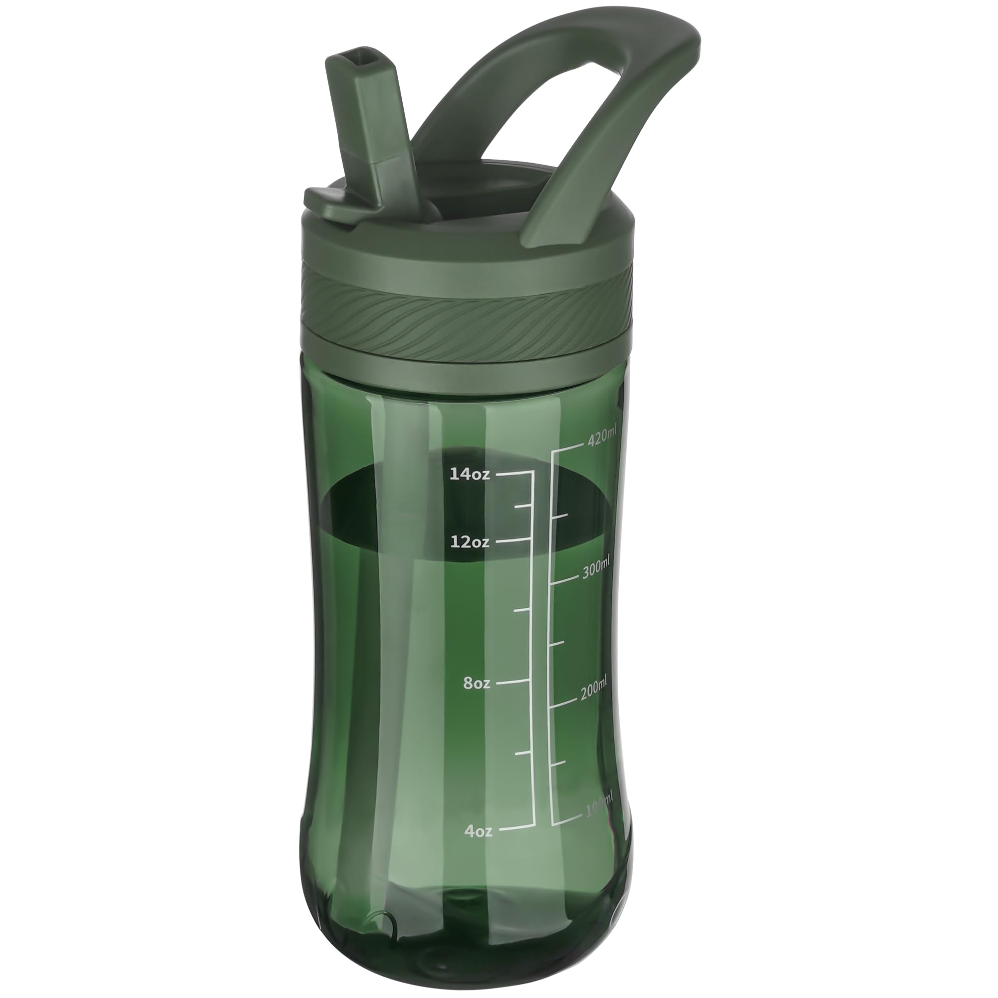 Kids Clear Water Bottle 14oz Flip with Straw Carry Handle, Leakproof, Reusable, Tritan, BPA Free, Suitable for Boys and Girls, Clear