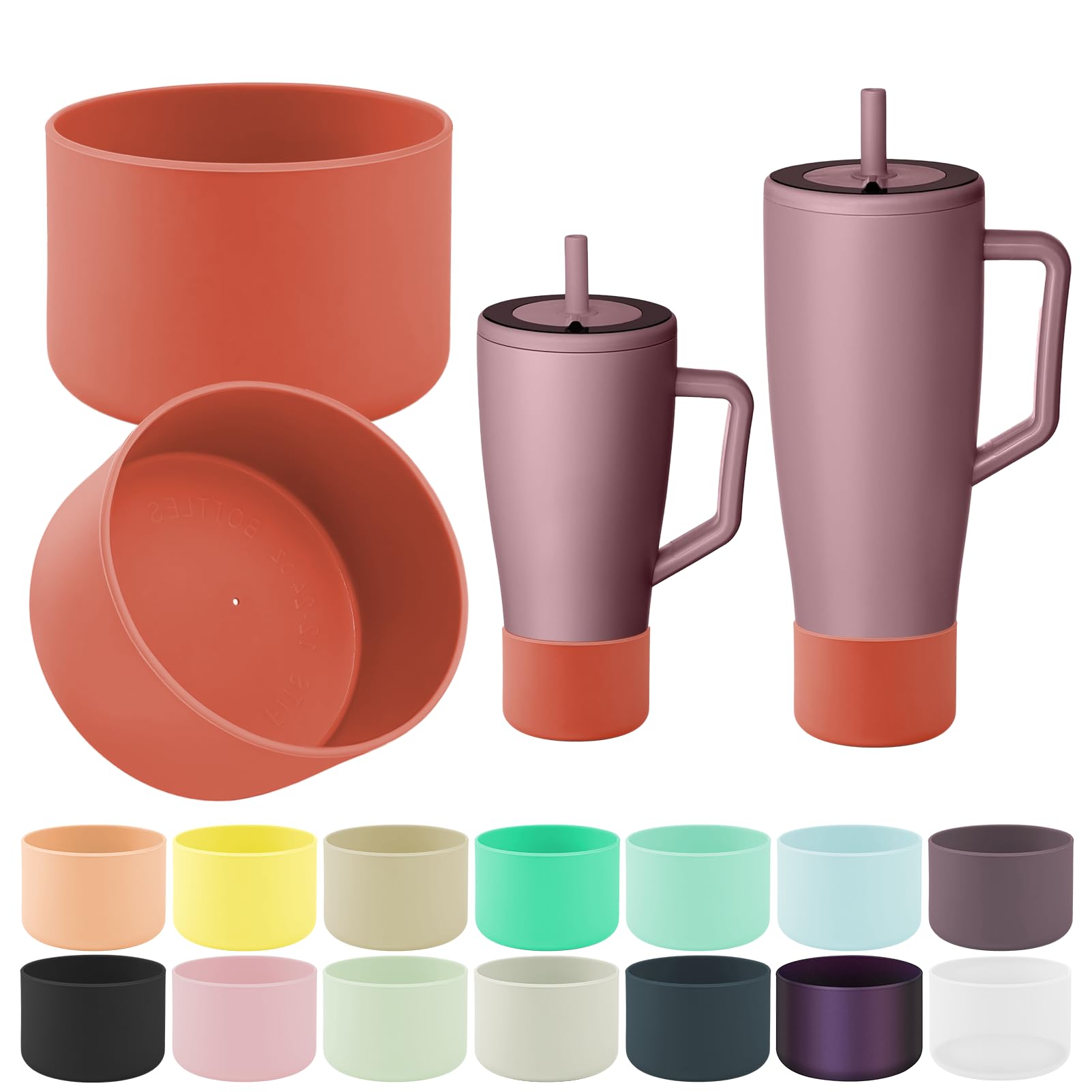 2Pcs Protective Boot Compatible with Brumate Era 40 oz 30 oz Tumbler, Anti-Dent & Anti-Slip Silicone Bottom Cover Protector Sleeve Bumper Compatible with Brumate Era Tumbler with Handle