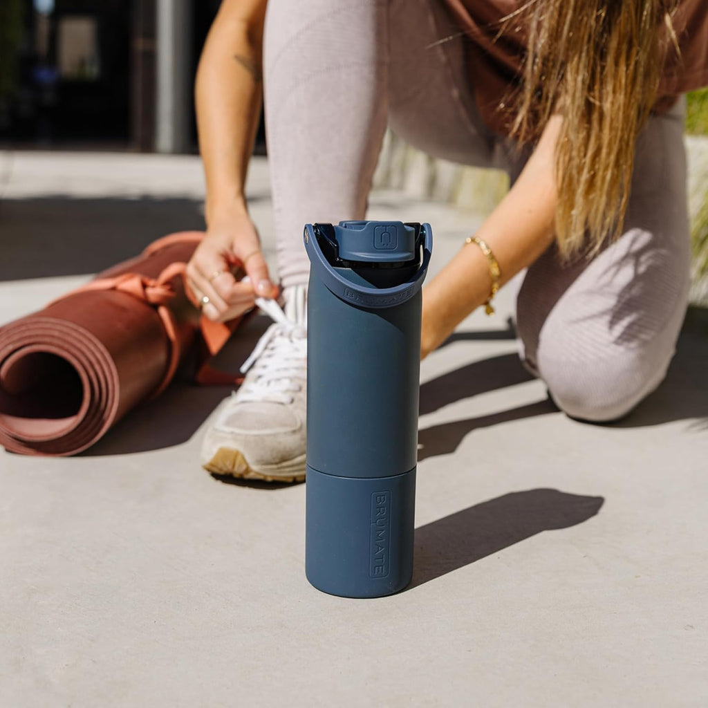 BrüMate Rise 25oz Water Bottle With 100% Leakproof Covered Silicone Straw | Insulated Stainless Steel Water Bottle With Removable Straw | Fast Flow | Soft Sip Silicone Spout | BPA-Free (Dark Aura)