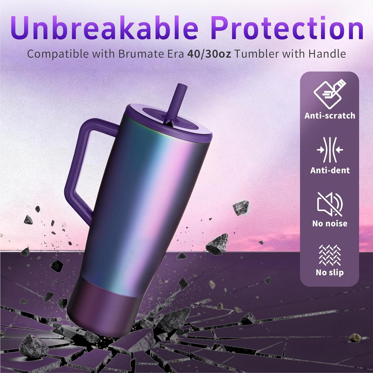 2Pcs Protective Boot Compatible with Brumate Era 40 oz 30 oz Tumbler, Anti-Dent & Anti-Slip Silicone Bottom Cover Protector Sleeve Bumper Compatible with Brumate Era Tumbler with Handle
