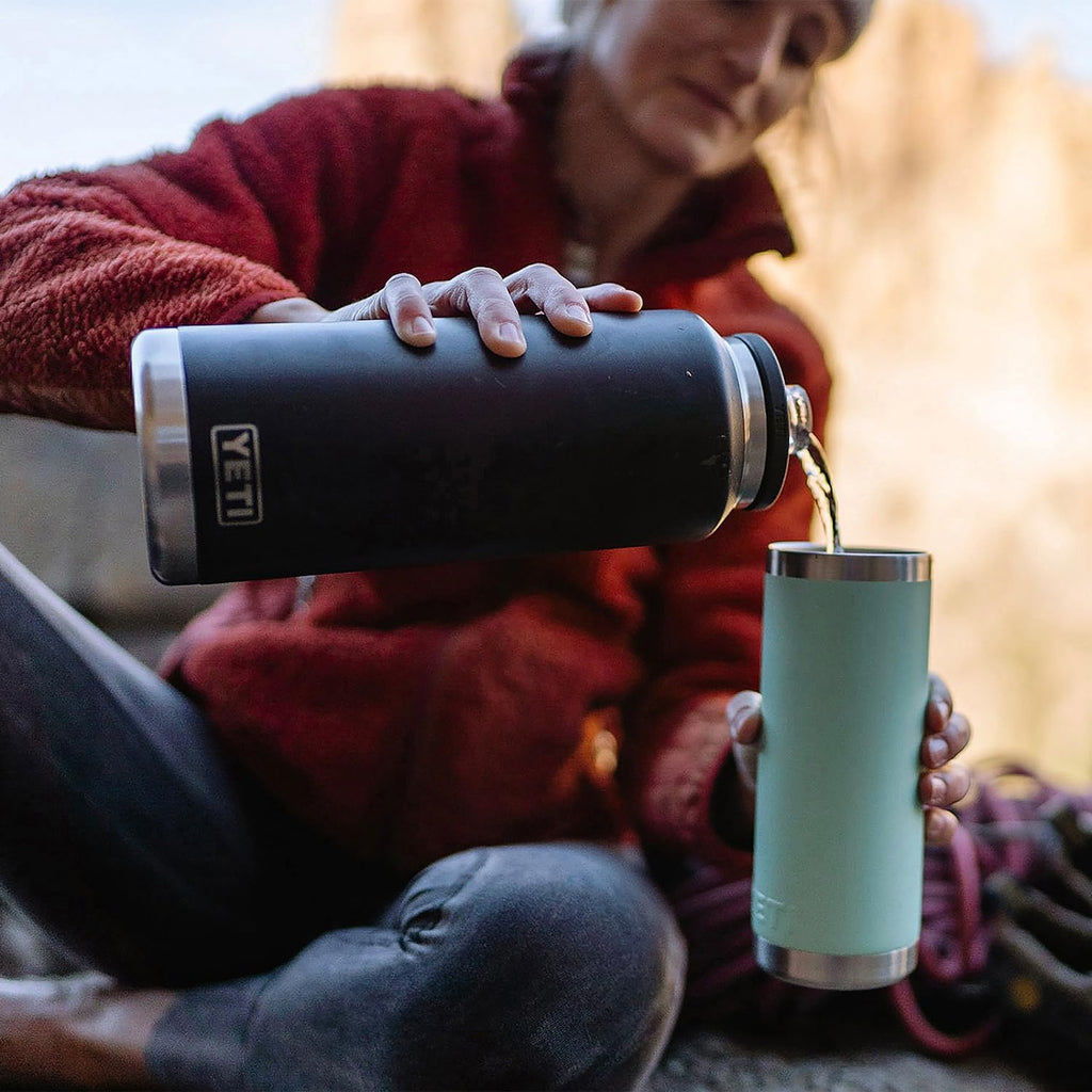 YETI Rambler 46 oz Bottle, Vacuum Insulated, Leakproof, Stainless Steel with Chug Cap, Black Forest Green