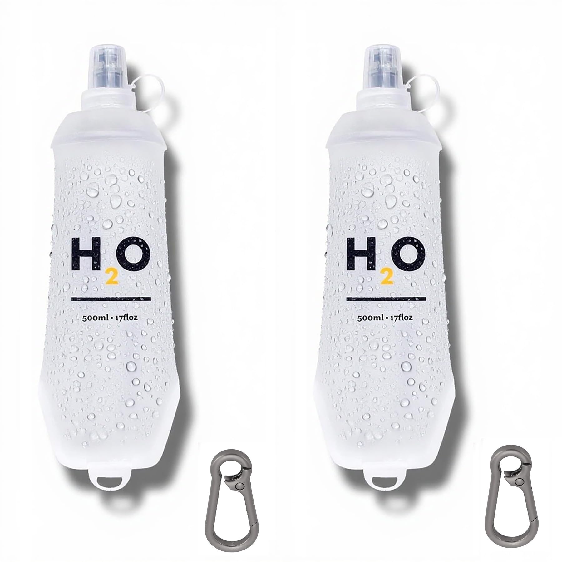 Collapsible TPU Soft Flask 500ml Leakproof Hydration Bottle with High-Flow Bite Valve for Hydration Vest Running, Hiking, Cycling & Climbing, Lightweight Foldable Water Bottle (1pc 500ml17oz)