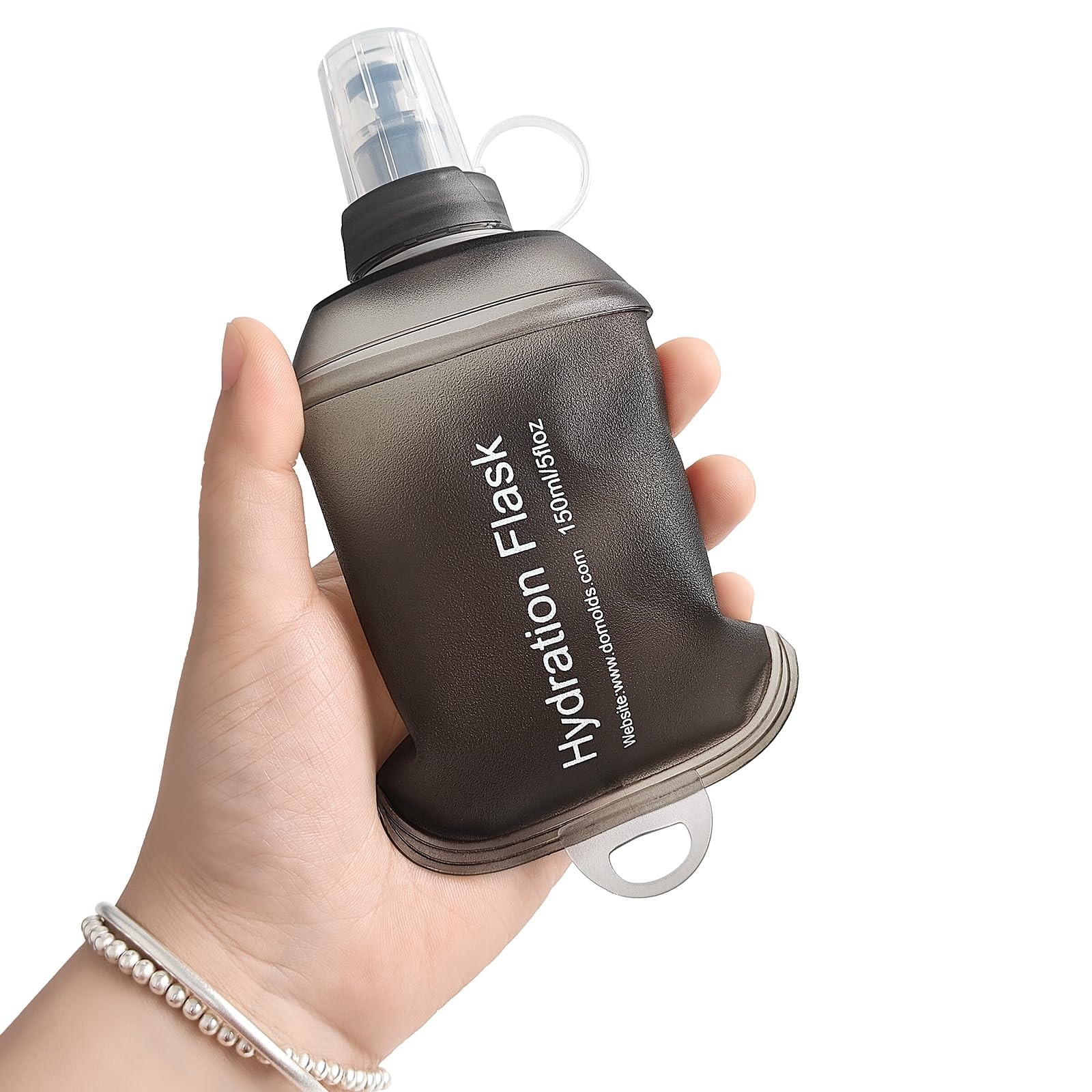 GYGYL Soft Flask, TPU Collapsible Soft Water Bottle for Hydration Pack, Running Vest, Leak-Proof Folding Water Bottle for Hiking Cycling Climbing Jogging-150ml White