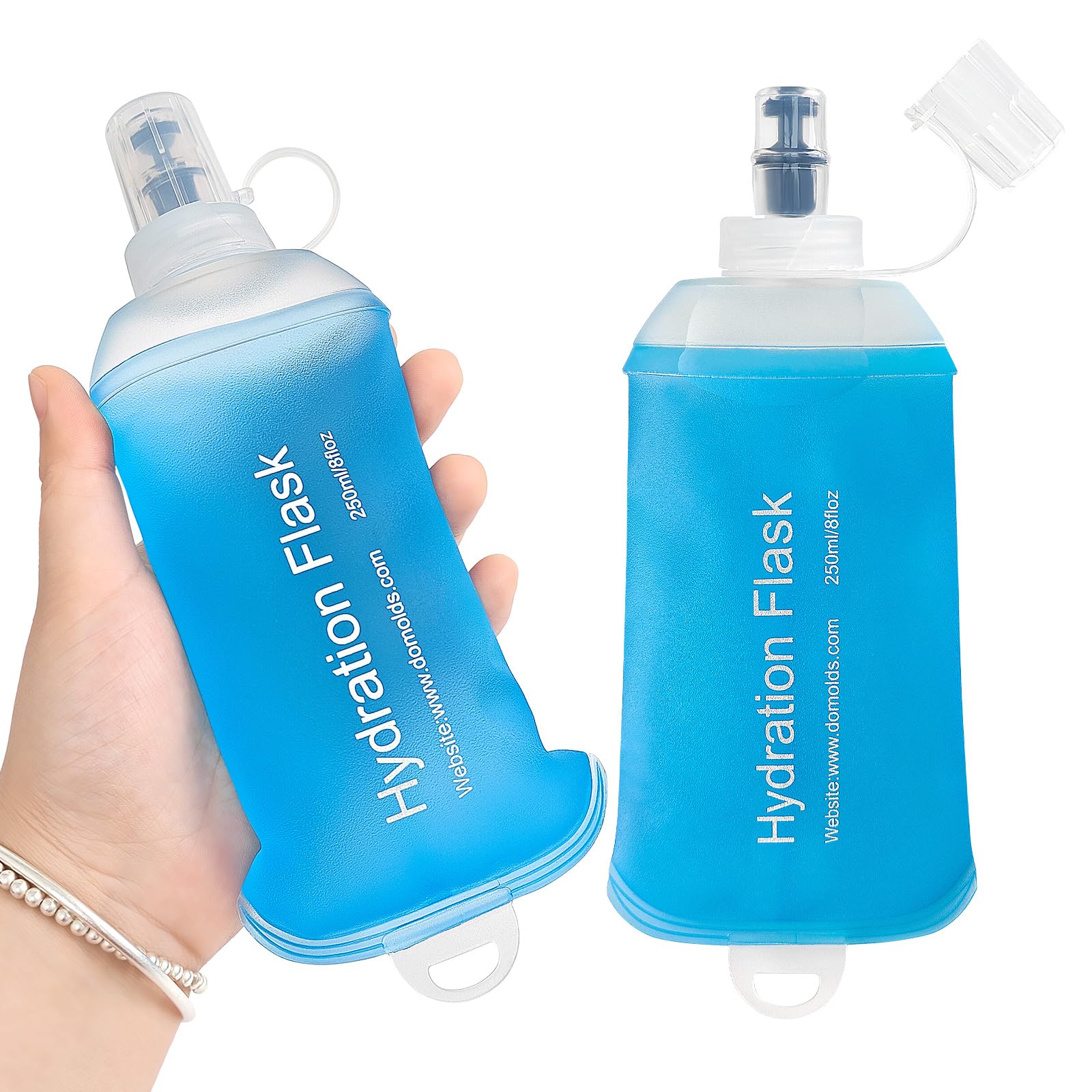 GYGYL Soft Flask, TPU Collapsible Soft Water Bottle for Hydration Pack, Running Vest, Leak-Proof Folding Water Bottle for Hiking Cycling Climbing Jogging-150ml White