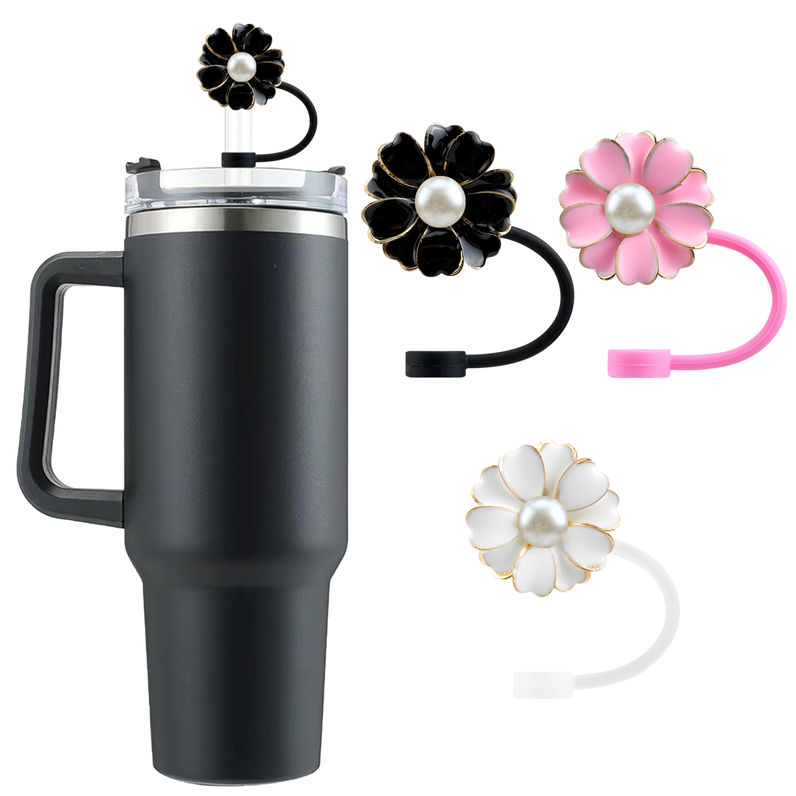 6PCS Cute Butterfly Straw Cover Cap for Stanley Cup Accessories,Bling Straw Toppers for Stanley Tumbler 40&30 oz,Reusable Straws Tips Protectors Compatible with 10mm Straws